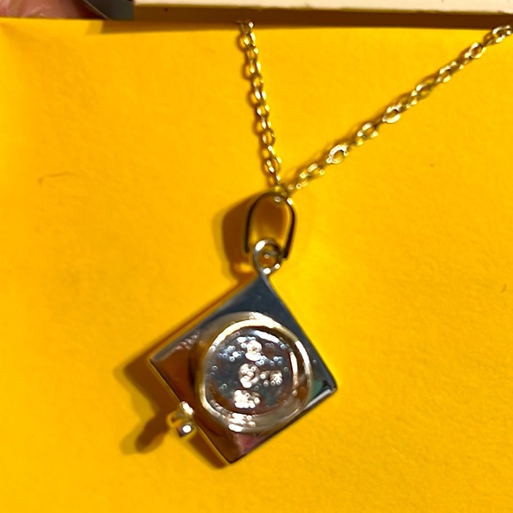 NWT 925 silver Graduation Cap promotion pendant & 16” chain gift congrats memory - Picture 3 of 8